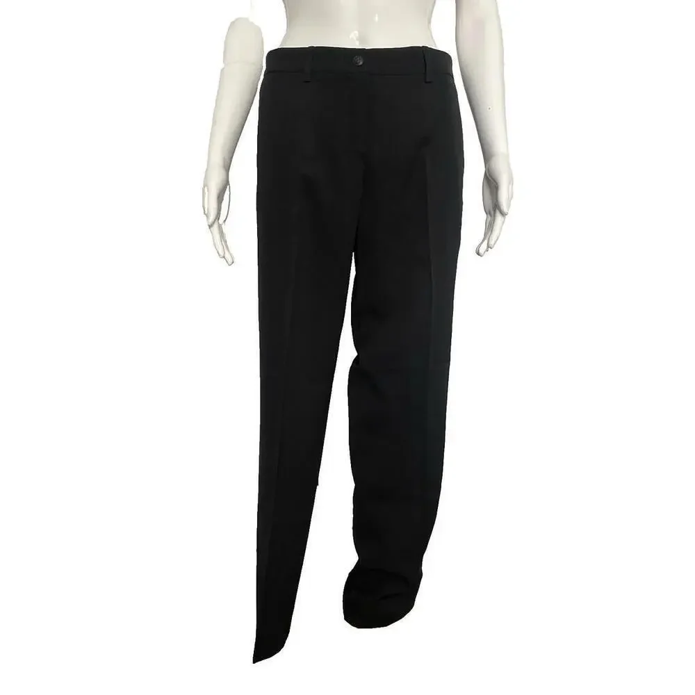 Vintage 04A Chanel FR-36/38 Pants Black Wool Silk Tuxedo Detail Trousers 2004